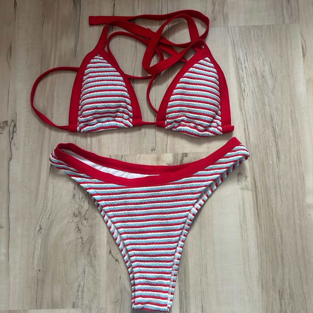 striped bikini top